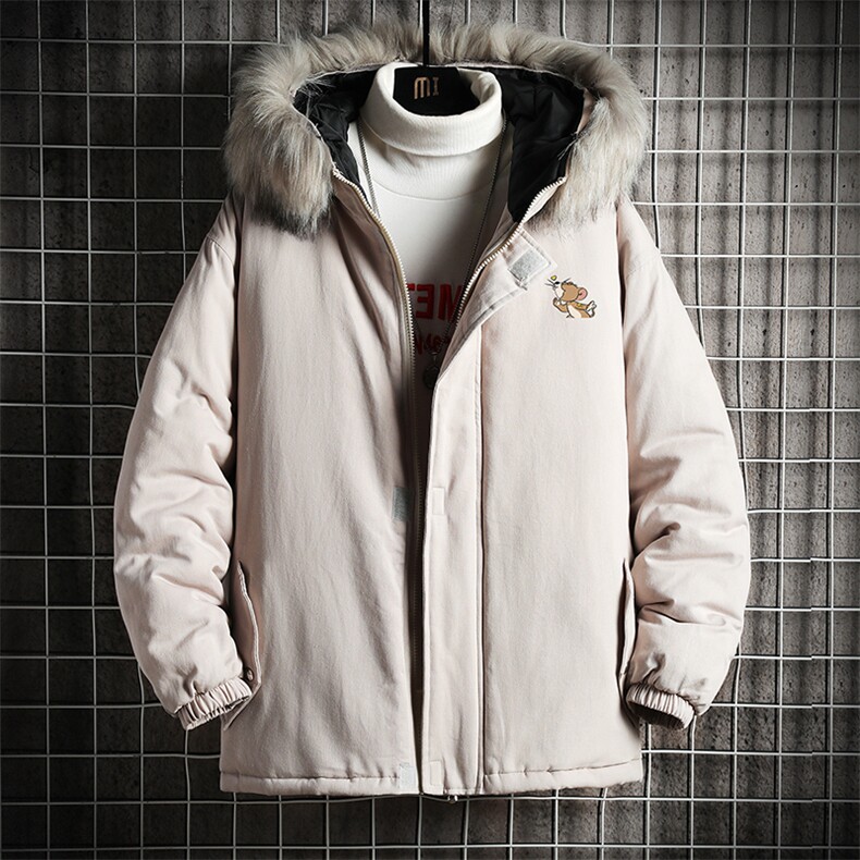 MM48132-P130 冬季大毛领衣男士大码加厚袄男服 网格挂拍图片