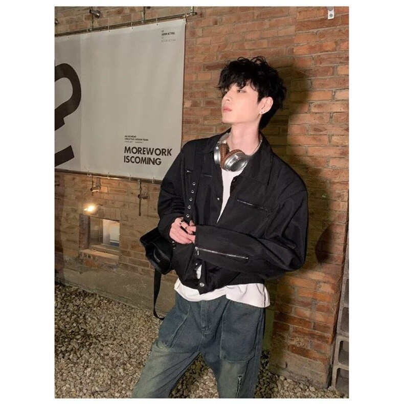 【有货】DB956-P80美式金属拉链肩垫夹克男宽松冬季潮牌休闲棉服,男装夹克,星座603-2
