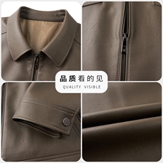 皮衣男士宽松翻领机车服上衣秋季新款休闲皮夹克外套男装，男装夹克，钱塘6003（原4033）