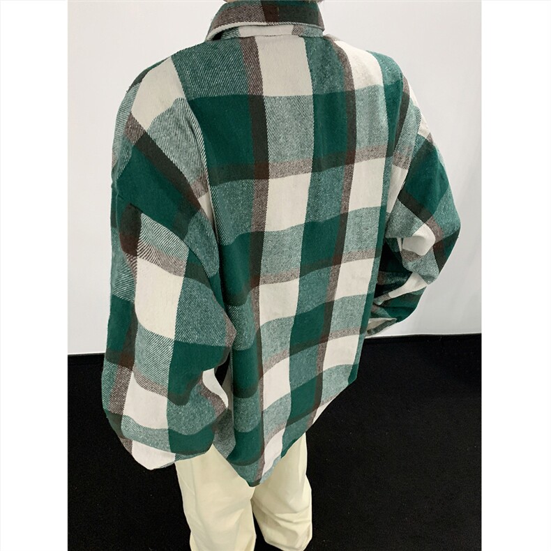 现货~磨毛加厚格子大码长袖衬衫C5892/特P25绿色,男装衬衫,电商A094