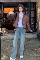 时尚欧货连帽羽绒服女2024新款小个子宽松减龄白鸭绒面包服短外套，女装羽绒服，浙宝281