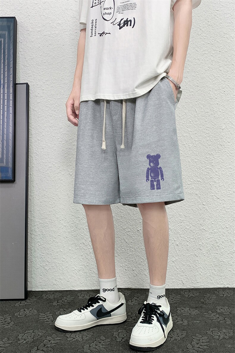 HD74242-P22华夫格短裤男大码宽松五分裤男直筒中裤,男装休闲裤,电商A040