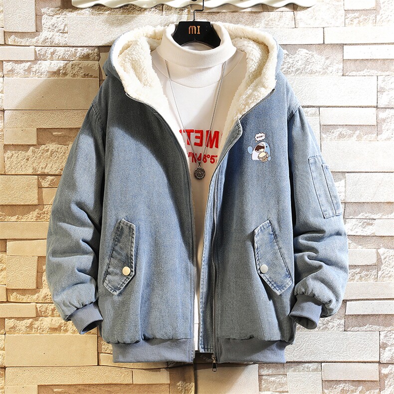 NM53239-P140 牛仔外套男大码加厚加绒衣男羊羔毛服男 砖墙图片