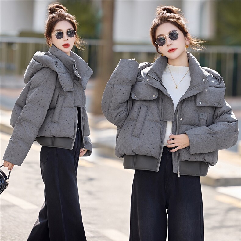2025冬季新款白鸭绒巨好看的羽绒服连帽时尚百搭女短款保暖外套潮,女装羽绒服,意芙