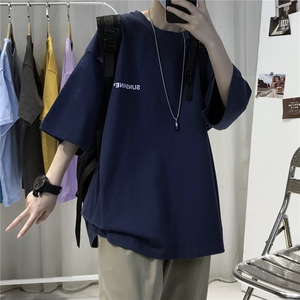 T06常年款男士休闲字母印花T恤衫外套圆领半袖五分袖TEE男女中性图片