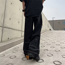 反穿主义设计感倒装牛仔裤男水洗浅色阔腿直筒裤子潮复古裤子，男装牛仔裤，星座1013