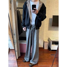 美式复古双面穿千鸟格拉链连帽卫衣外套休闲夹克上衣JK273特P62，男装夹克，星座908-1