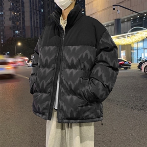 秋冬2024新款立领加厚拼接印花棉衣外套 A436-5902-P98控价138图片