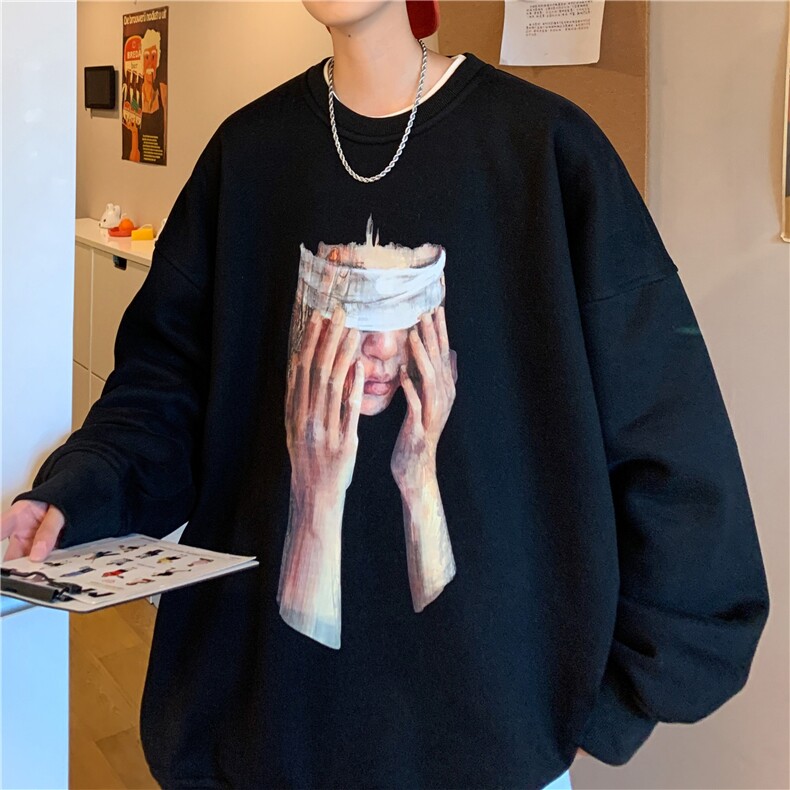 秋季大码卫衣ins港风宽松圆领百搭印花外套X5572-民宿图-P50-限65，女装短外套，电商A061-1