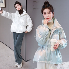 短羽绒服冬季女2024年新款泡芙感立领时尚宽松显瘦白鸭绒面包服，女装羽绒服，时尚俏佳人