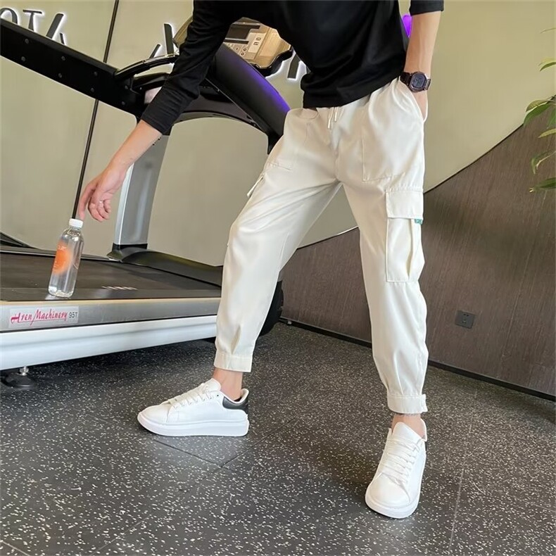 新款工装裤宽松束脚痞帅九分裤小脚修身裤子男夏季薄款休闲K213，男装工装外套，星座1116A-2（原606A-1）