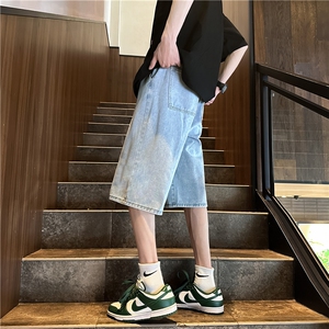 D2041-p48-控68  现货风宽松cleanfit牛仔裤七分裤黑暗图片