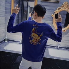 3秋装新款长袖圆领卫衣社会小伙麒麟刺绣个性卫衣C301B-WY04，男装卫衣，电商C301B