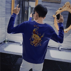 3秋装新款长袖圆领卫衣社会小伙麒麟刺绣个性卫衣C301B-WY04