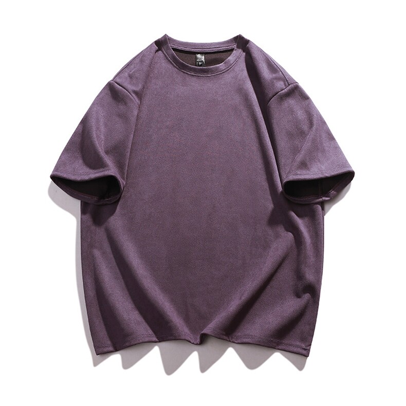 抖音得物直播高品质二开240克美式高街麂皮绒光版纯色短袖t恤12.5，男装T恤，电商A486