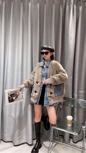 牛仔拼接编织貂 全新面料 高级感爆棚,其它,姚姚家