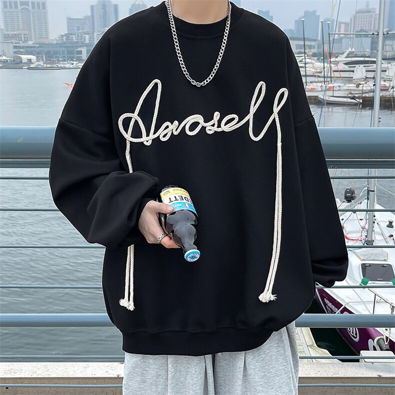 圆领卫衣男秋季美式复古上衣宽松休闲痞帅外套A071-W06-P60,男装卫衣,电商A071