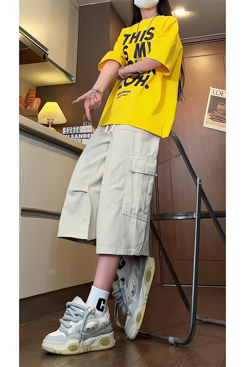 高街工装七分裤男夏季美式复古多口袋阔腿休闲裤子-A2018TP45控68,男装牛仔裤,电商B241