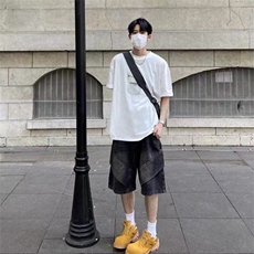【有货】DA323-特P42解构拼接牛仔短裤男美式青少年夏季薄款裤子，男装牛仔裤，星座603-2