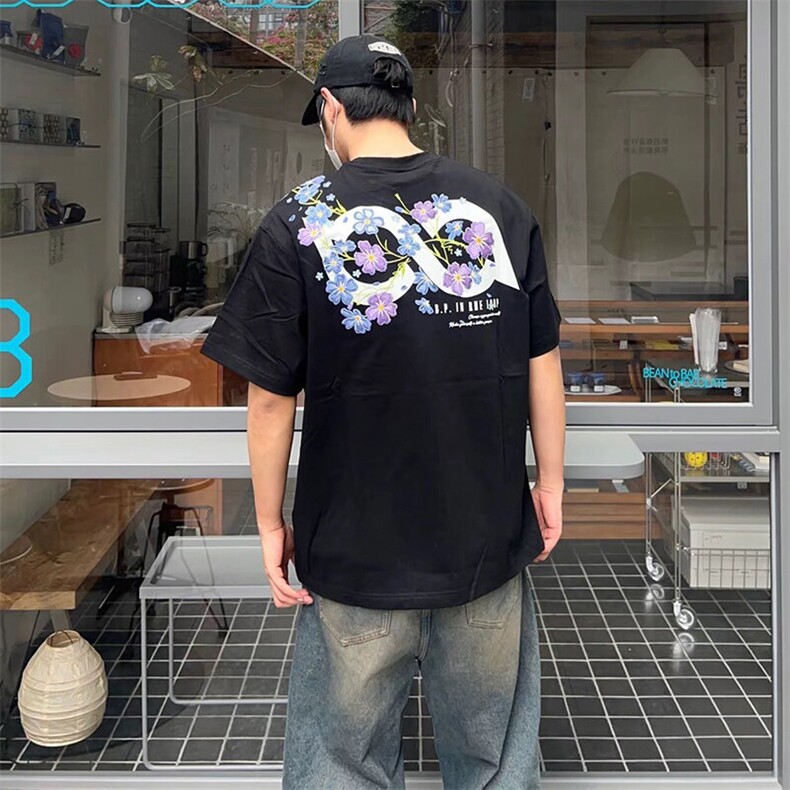 万针全刺绣解构设计260克重磅双纱纯棉高品质美式高街短袖T恤特39,男装T恤,电商A486