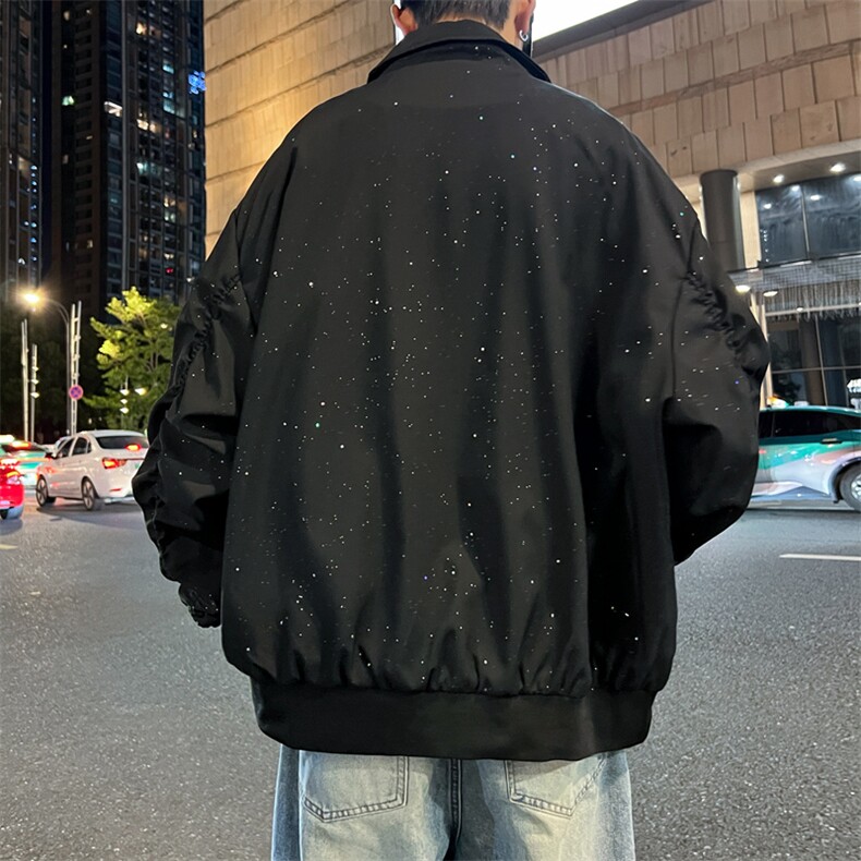 美式高阶可二开秋季翻领满天星复古百搭情侣外套26186TP38,女装短外套,电商A247