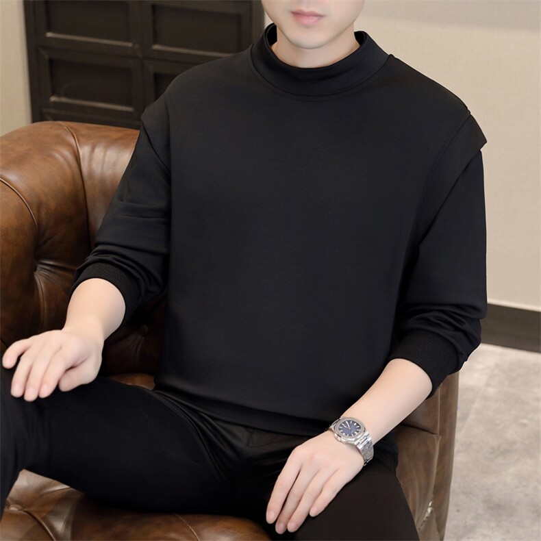 拼接罗纹长袖T恤春秋卫衣美式潮牌痞帅上衣,男装T恤,星座1206-1（原A206-1）