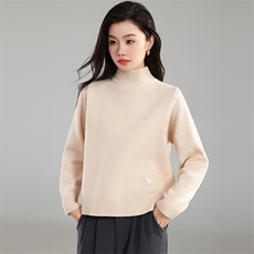 2025年秋季新款刺绣款针织衫纯色时尚休闲修身，女装针织衫/毛衣，奢优羊绒
