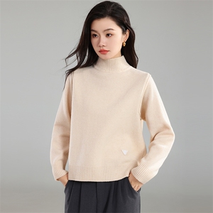 2025年秋季新款刺绣款针织衫纯色时尚休闲修身，女装针织衫/毛衣，奢优羊绒