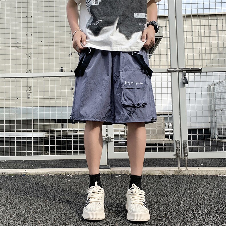夏季美式高街潮牌速干休闲阔腿五分裤子工装短裤男士,男装牛仔裤,星座410-7