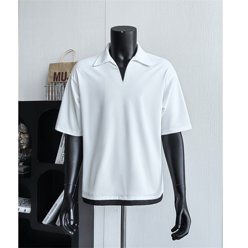 高街复古宽松休闲半袖T恤美式撞色短袖POLO衫夏季25XT77253特批25，男装T恤，电商A042