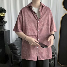 扎染短袖衬衫男夏季设计感小众港风宽松衬衣休闲ins外套W772-P28，男装衬衫，星座512-3