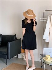 香丽迪2022年夏季新款拼接连衣裙女针织短袖圆领修身高腰，女装连衣裙，香丽迪1