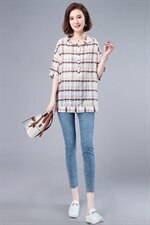 衬衫女2021新款气质衬衣套头时尚直筒格子，女装衬衫，悦见她