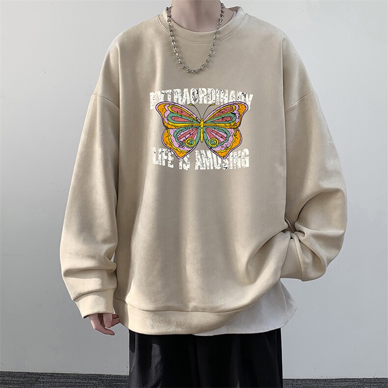 麂皮绒卫衣男大码重磅长袖t恤男 JW81366-P35图片