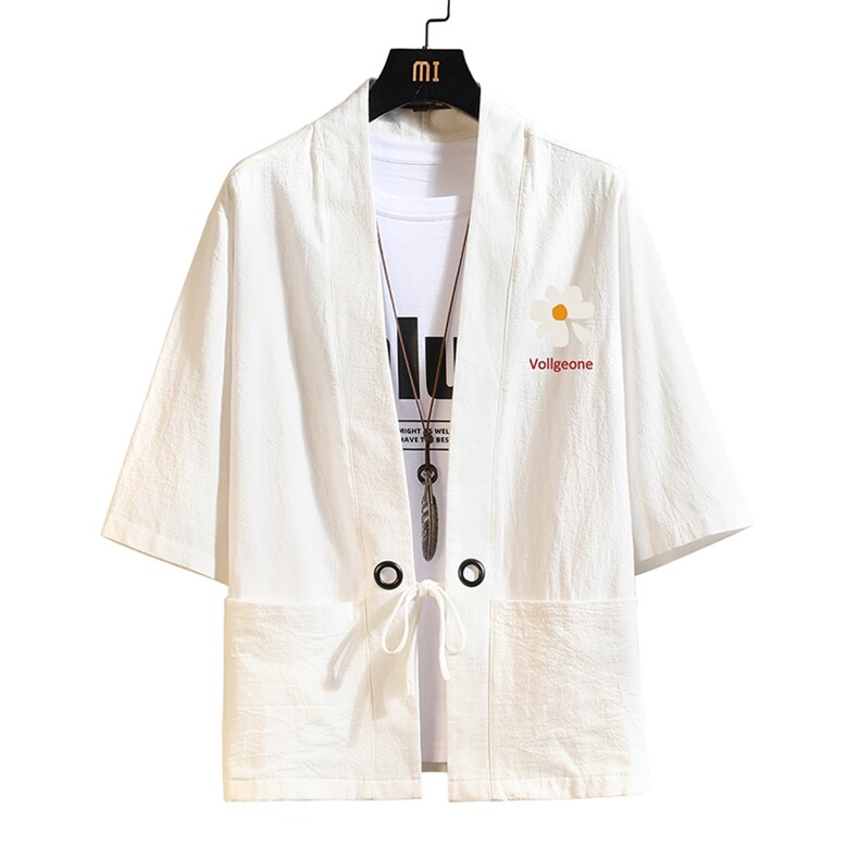 HF59059-P40风汉服男开衫外套七分袖道袍砖墙挂拍,男装民族服装,电商A040A