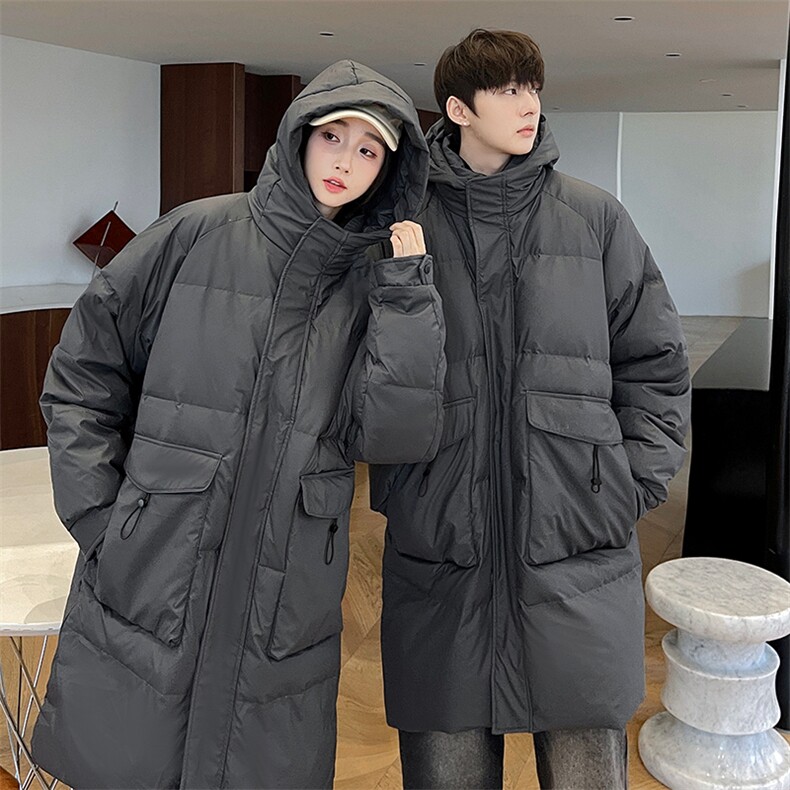 羽绒服男冬季新款港风长款连帽白鸭绒情侣外套YR928-P180(控价208，男装羽绒服，星座214-3