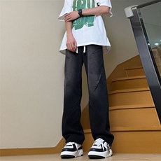 夏款男牛仔裤刀割松紧腰渐变色牛仔长裤NK1201P50，男装牛仔裤，星座1013-1