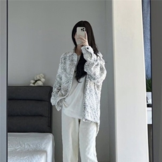 小香风格子翻领外套男女秋休闲百搭高级感粗纺夹克上衣HHX702P54，男装夹克，星座1013-5