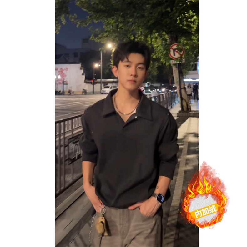 加绒加厚polo衫卫衣美式cleanft套头衫504-T504-特P28（加绒P33），男装Polo衫，星座504