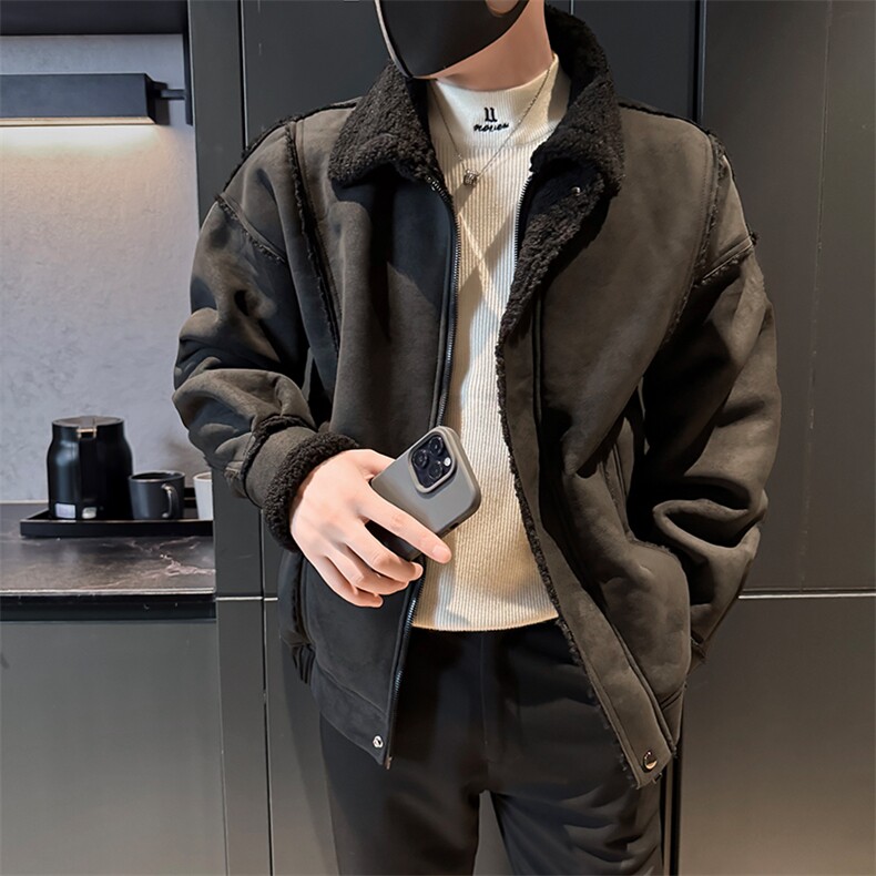 皮毛一体冬季棉袄男社会小伙版型工装棉衣外套袄子5213-P148控188,男装棉衣,电商D327