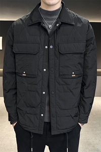 男韩版款轻奢风羽绒服短款冬季休闲鸭绒排扣衬衫领外套Y9907P145图片