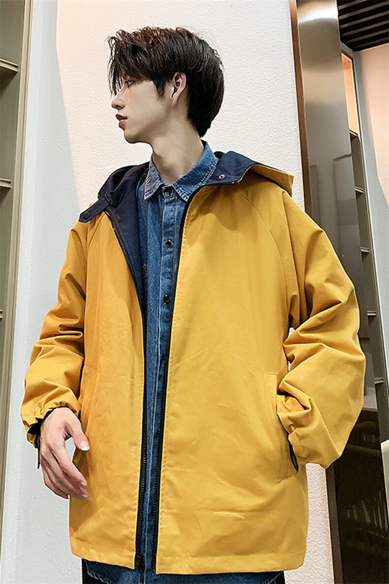 港风时尚简约两面穿连帽夹克男潮流青年外套A090-JK72P115限138,男装夹克,电商A089-1