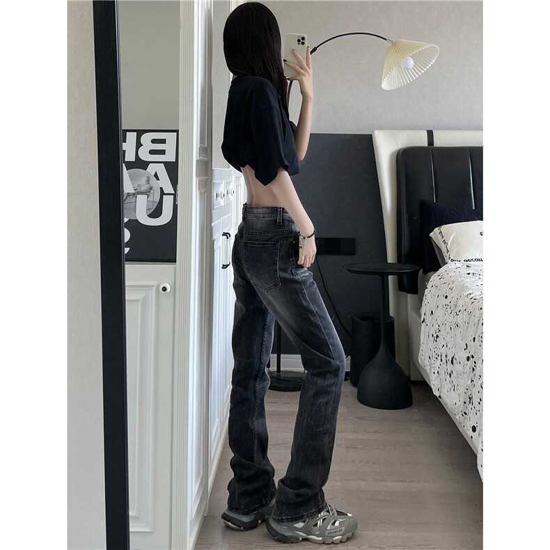 美式高街水洗弹力微喇叭牛仔裤直筒修身裤子潮流男女WL9973-P48,男装牛仔裤,星座1008