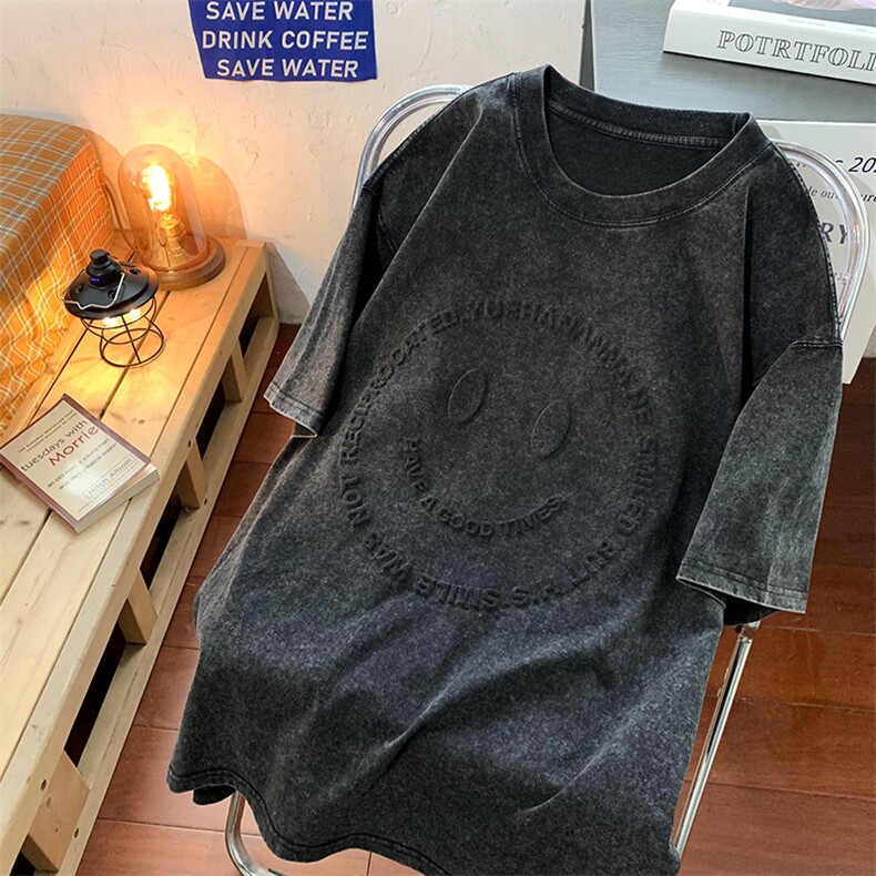 抖音供货、10万现货印花款230克水洗棉短袖T恤 D223A-ST2357-P40图片