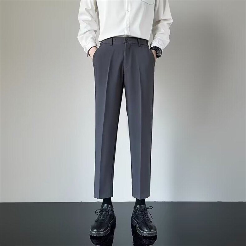 西装裤男宽松直筒垂坠感休闲长裤秋季男士商务九分小西裤CA500,男装休闲裤,星座1116A-2（原606A-1）