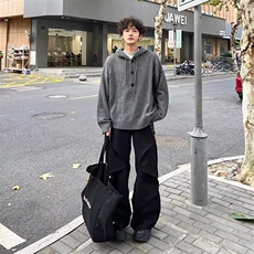 1506-1/GL1050/P57半开衫卫衣外套慵懒风宽松针织衫上衣1，男装针织衫/毛衣，星座1506A