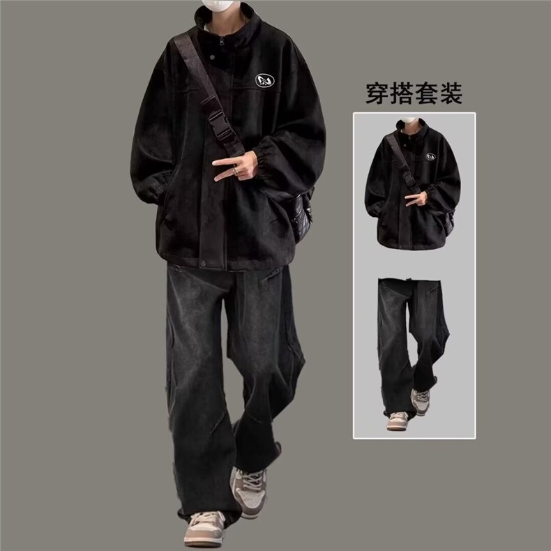 麂皮绒棉服外套男秋冬季潮牌加厚保暖立领工装夹克美式复古上衣服,男装夹克,星座218-1（原230）