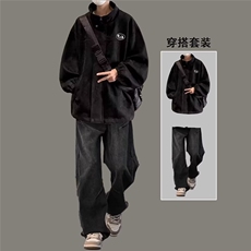 麂皮绒棉服外套男秋冬季潮牌加厚保暖立领工装夹克美式复古上衣服，男装夹克，星座218-1（原230）