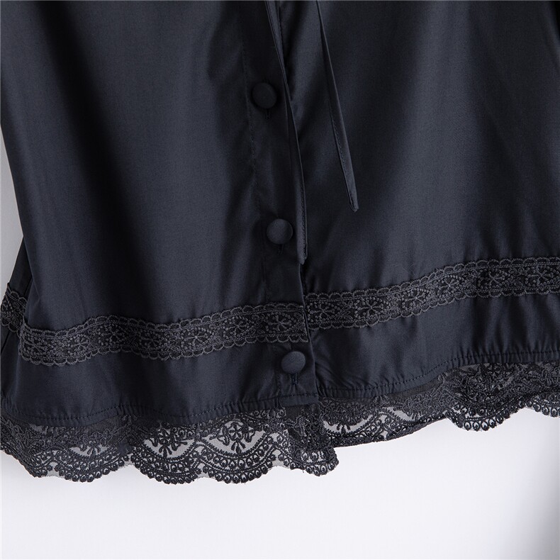 蕾丝拼接娃娃领系带上衣松紧腰半裙学院风套装女,女装套装/套裙,水衣源