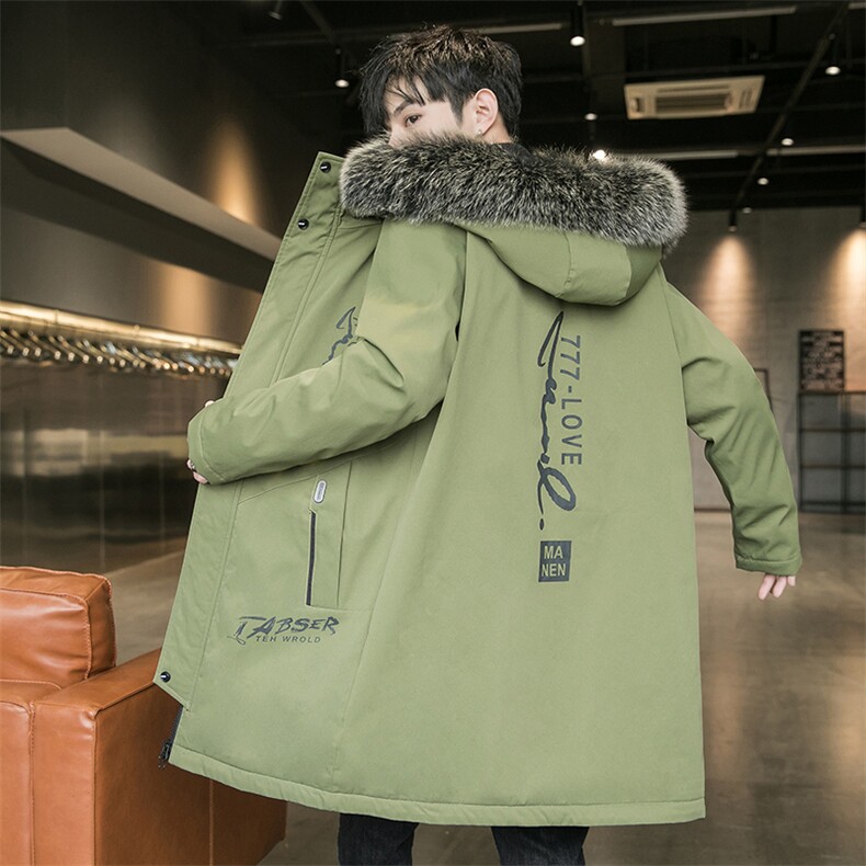 不断货男士派克服中长款棉衣加绒加厚风衣连帽外套JR917-P90,男装风衣,星座301D(原星座1004-8）